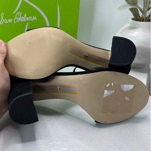 Sam Edelman Robyn Leather Ankle Strap Heel Black I3433L3002 Women 10M Tried On - Picture 9 of 11